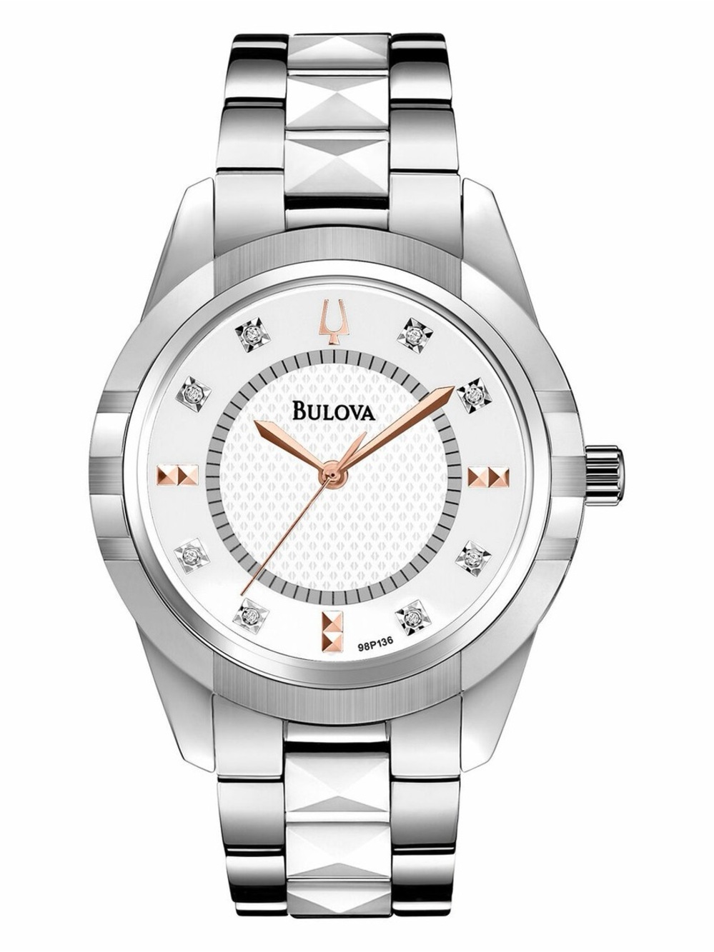 Bulova Diamond Watch - Silver Watch with Rose Gold & Diamonds